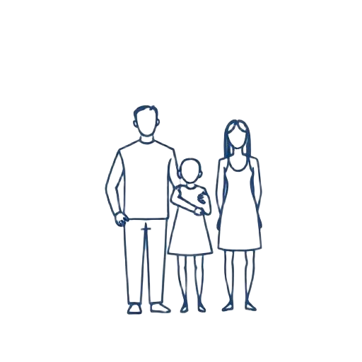 Federzeichnung: Familie als Team